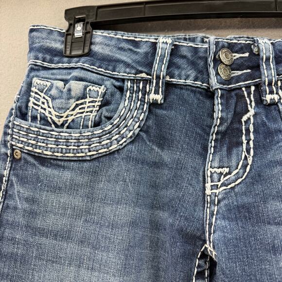 EUC Vigoss Womens Blue Jeans 5/28 Bootcut Western Embroidered Casual Biker Logo - Picture 4 of 12